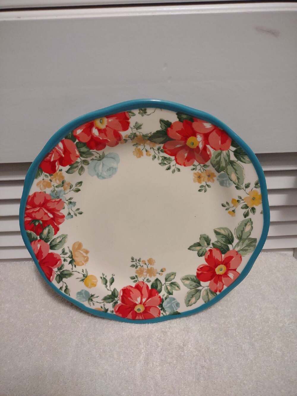 Pioneer Woman Vintage Floral Teal 10 3/8" stoneware single dinner plate only